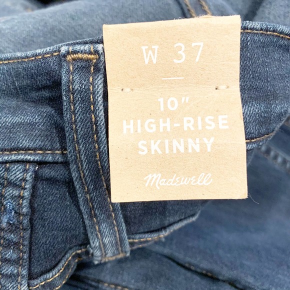 Madewell High Rise Skinny Blue Denim Jeans Whisker and fade Size 37 NWT - Picture 4 of 7